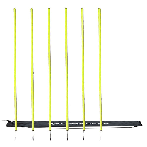 Agility and Speed 6 Pack of 1 Piece Poles / 5ft High with Grass Spike / Bonus Carry Bag - Alpha